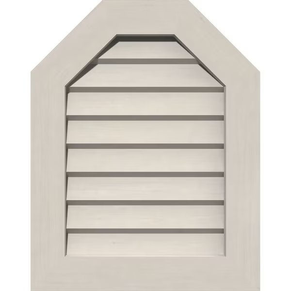 Octagonal Top Gable Vent Western Red Cedar Gable Vent w/Decorative Face Frame, 16